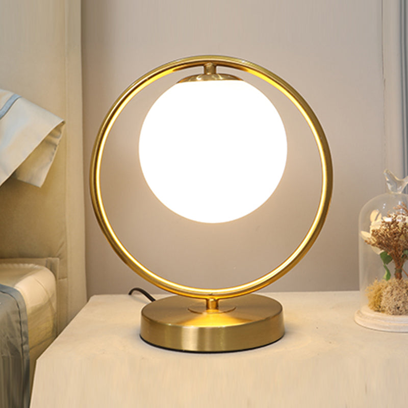 Modern Style Geometry Night Table Lamp White Glass One Light Table Light for Bedroom