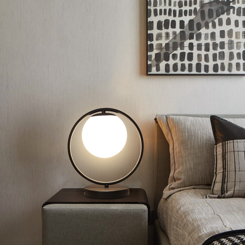 Modern Style Geometry Night Table Lamp White Glass One Light Table Light for Bedroom