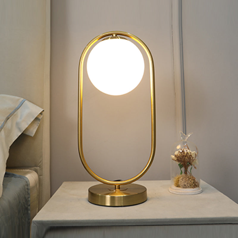 Modern Style Geometry Night Table Lamp White Glass One Light Table Light for Bedroom