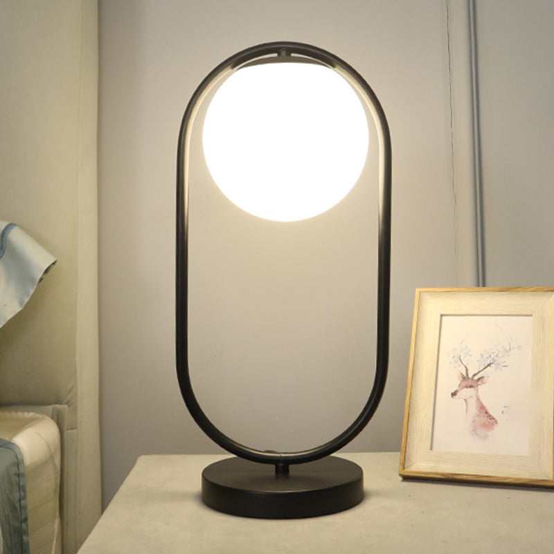 Modern Style Geometry Night Table Lamp White Glass One Light Table Light for Bedroom