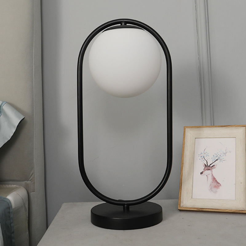 Modern Style Geometry Night Table Lamp White Glass One Light Table Light for Bedroom