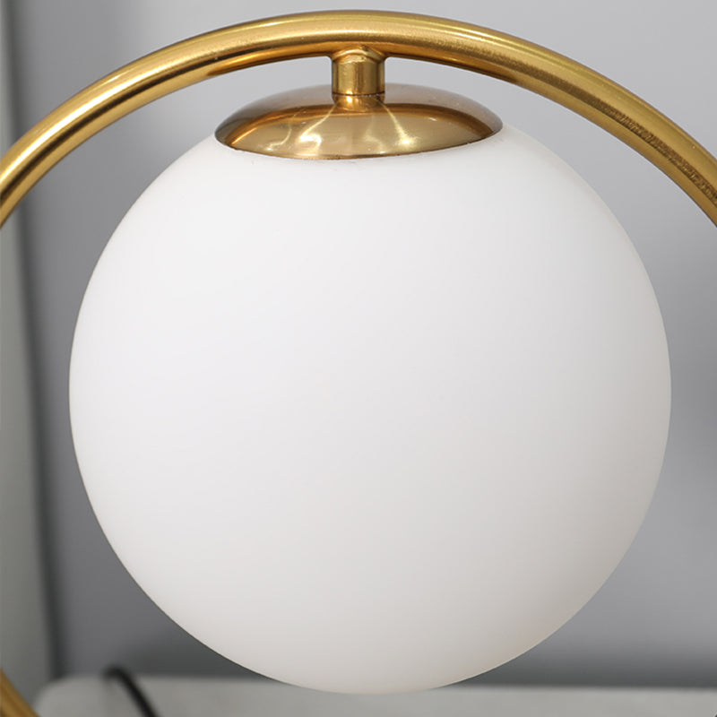 Modern Style Geometry Night Table Lamp White Glass One Light Table Light for Bedroom