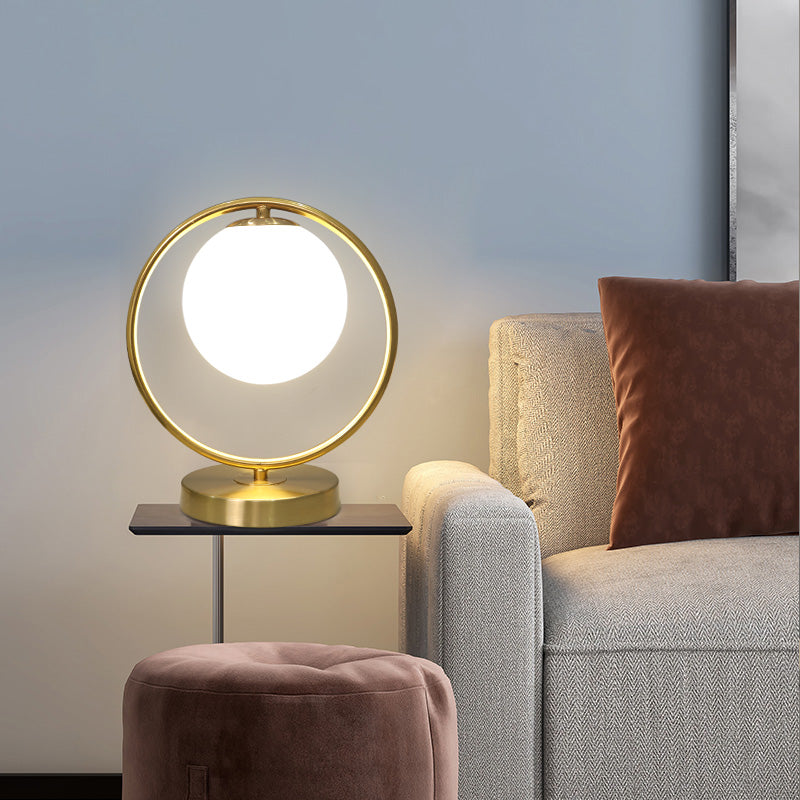 Modern Style Geometry Night Table Lamp White Glass One Light Table Light for Bedroom