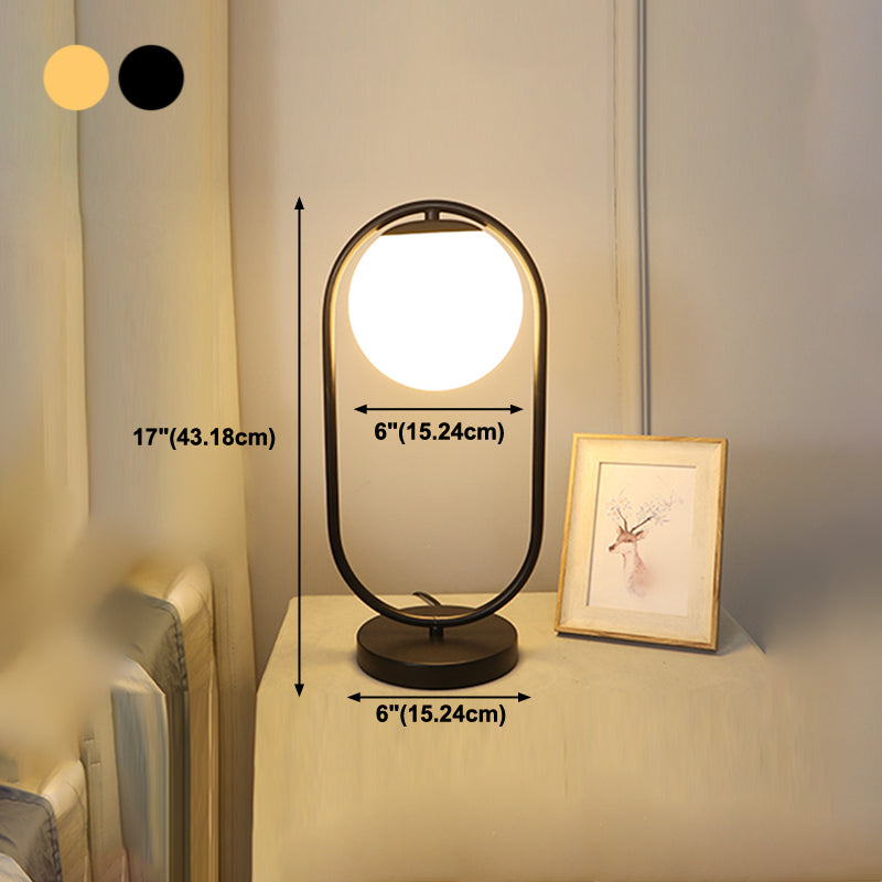 Modern Style Geometry Night Table Lamp White Glass One Light Table Light for Bedroom