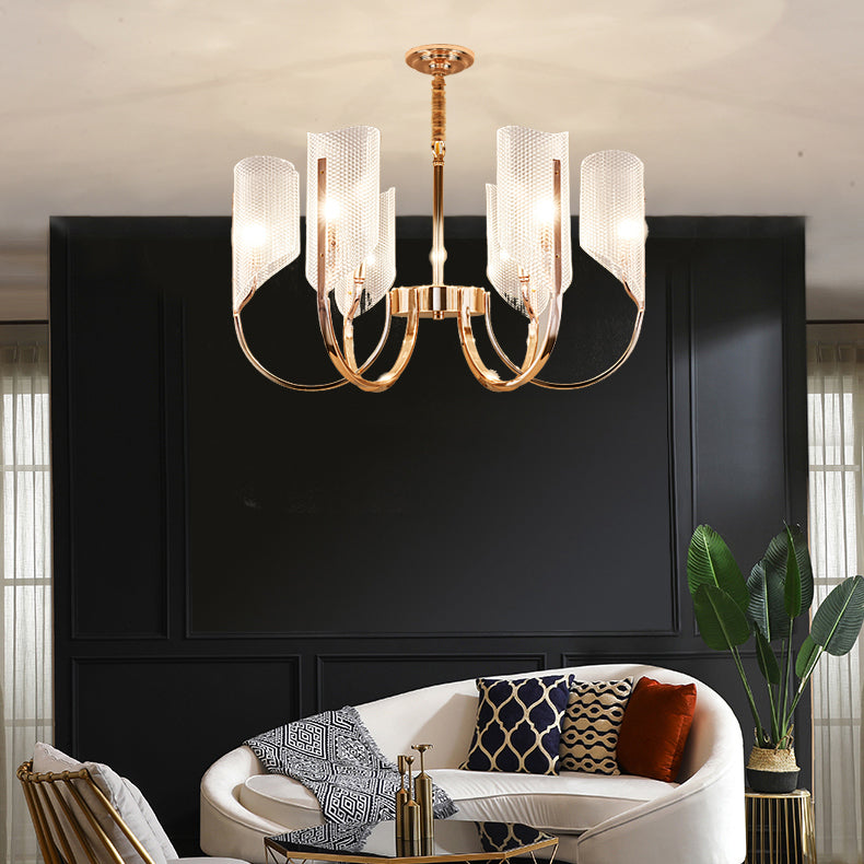Postmodern Metal Acrylic Chandelier Lighting Fixtures Gold Hanging Chandelier
