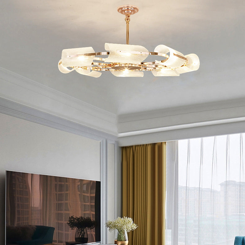 Postmodern Metal Acrylic Chandelier Lighting Fixtures Gold Hanging Chandelier