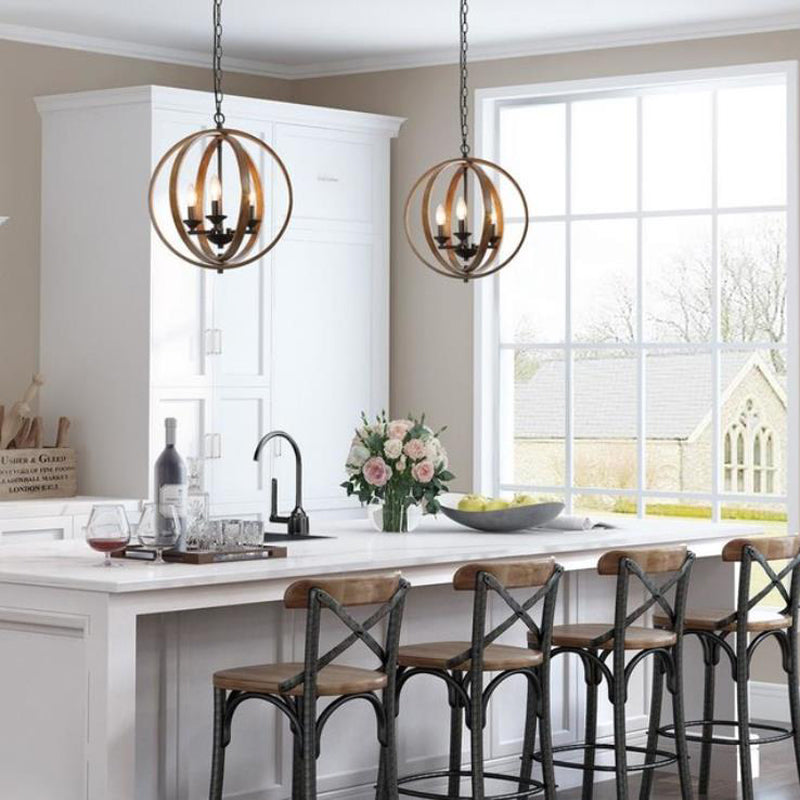 Globe Metal Pendant Lighting Industrial Dining Room Chandelier Hanging Light Fixture