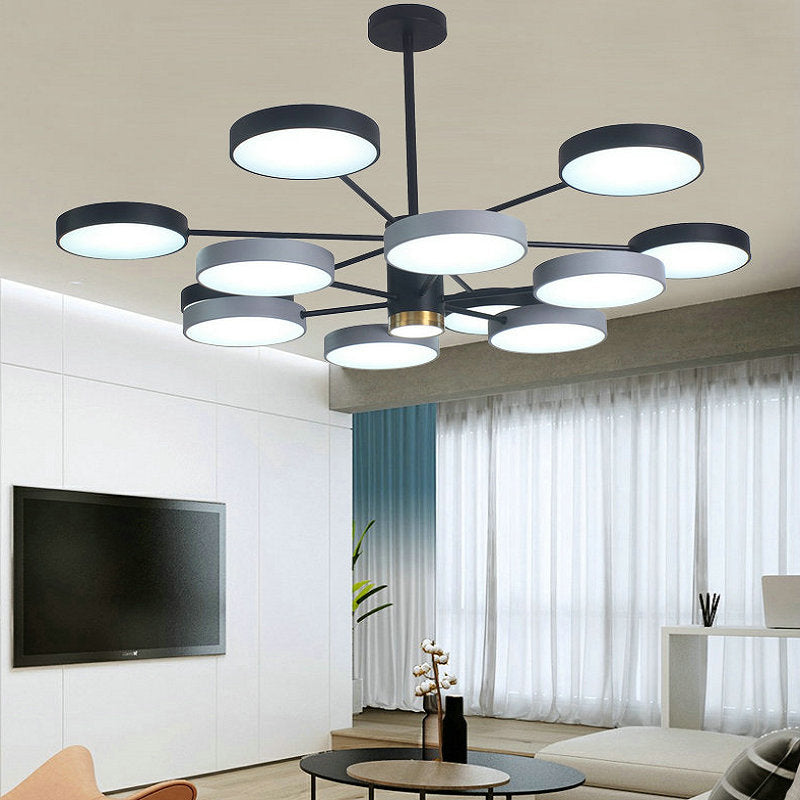 Round Shape Chandelier Modern Macaroon Iron Down Lighting Pendant for Living Room