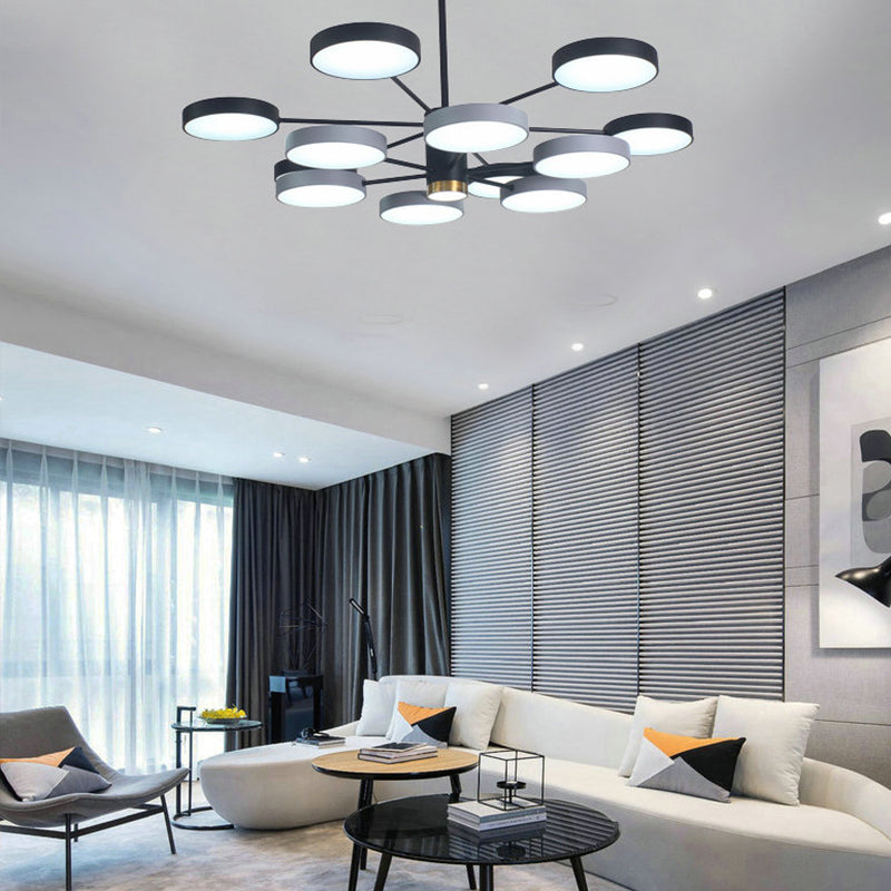 Round Shape Chandelier Modern Macaroon Iron Down Lighting Pendant for Living Room