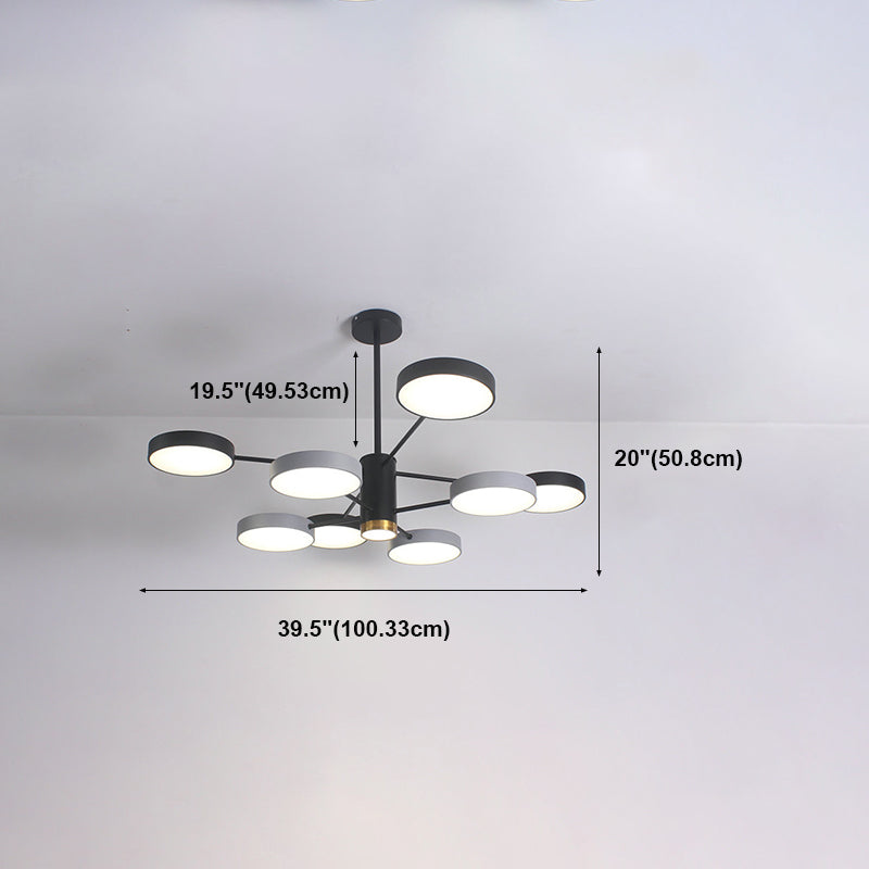 Round Shape Chandelier Modern Macaroon Iron Down Lighting Pendant for Living Room