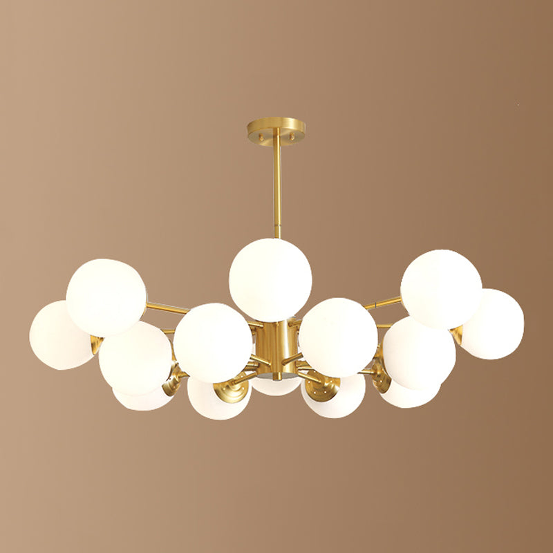Contemporary Gold Frame Chandelier Light Fixtures Glass Hanging Chandelier for Bedroom