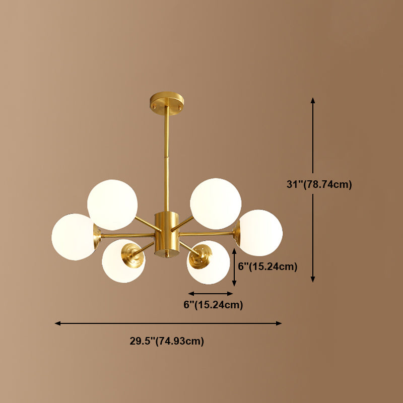 Contemporary Gold Frame Chandelier Light Fixtures Glass Hanging Chandelier for Bedroom