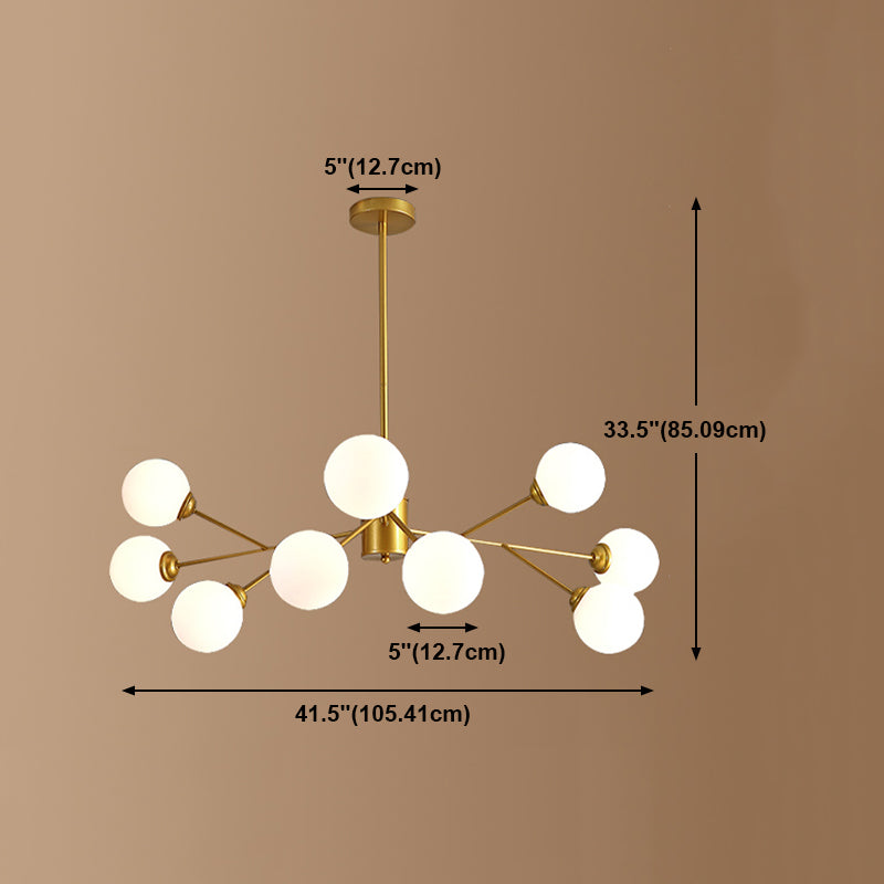 Contemporary Gold Frame Chandelier Light Fixtures Glass Hanging Chandelier for Bedroom