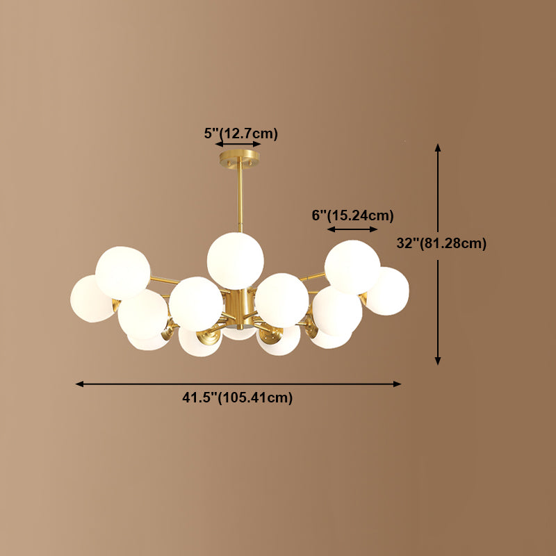 Contemporary Gold Frame Chandelier Light Fixtures Glass Hanging Chandelier for Bedroom