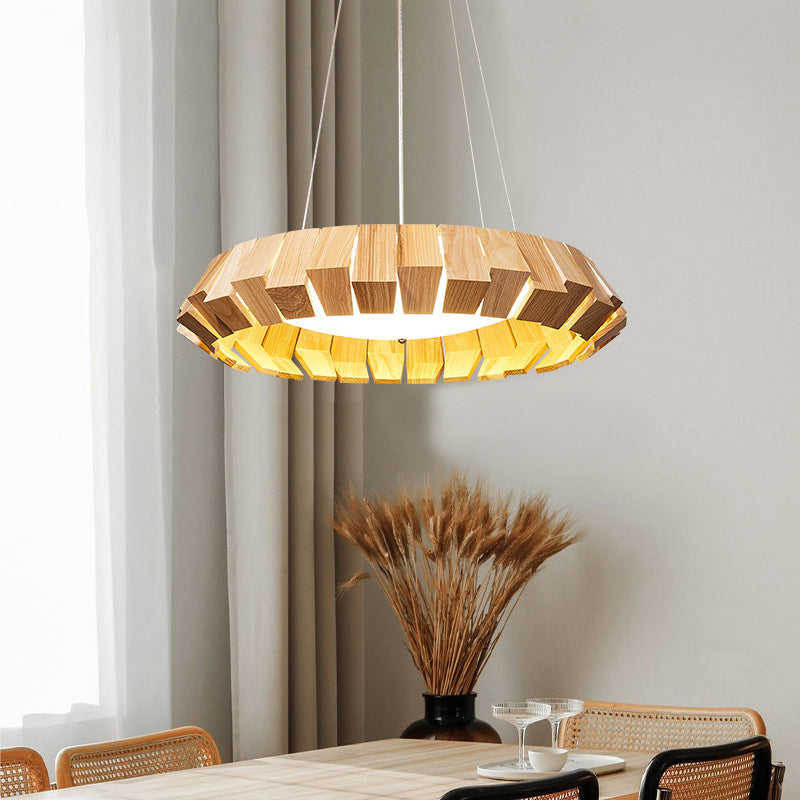 Contemporary Wooden Hanging Light Household Pendent Lighting Fixture for Living Room