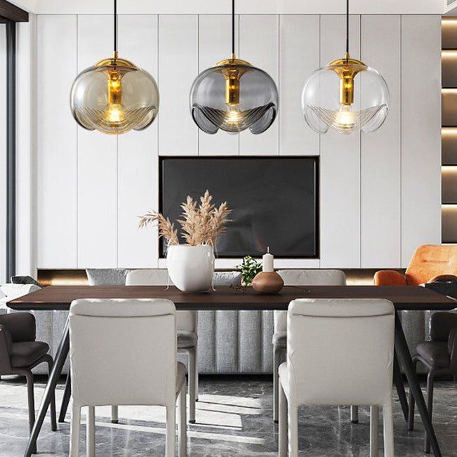 Spherical Shape Hanging Light Modern Style Glass Multi Light Hanging Lamp for Living Room