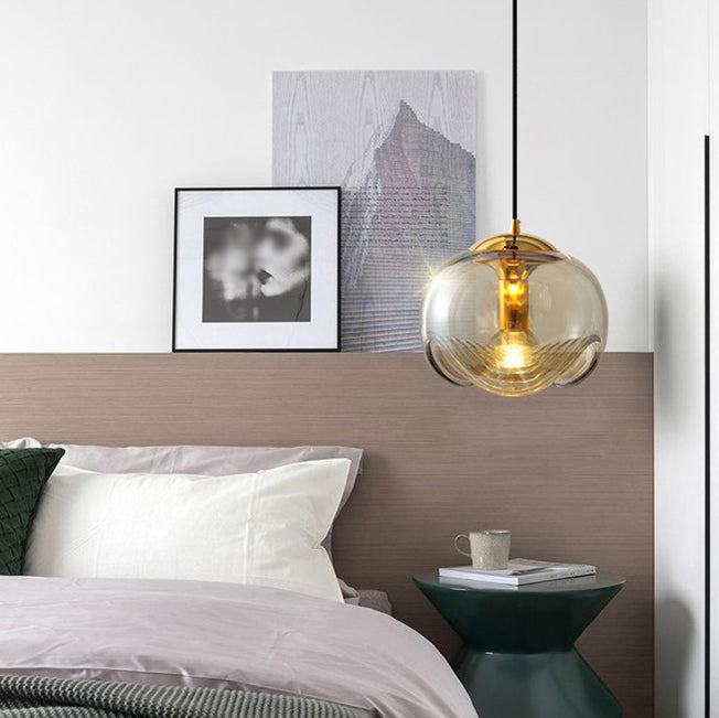 Spherical Shape Hanging Light Modern Style Glass Multi Light Hanging Lamp for Living Room