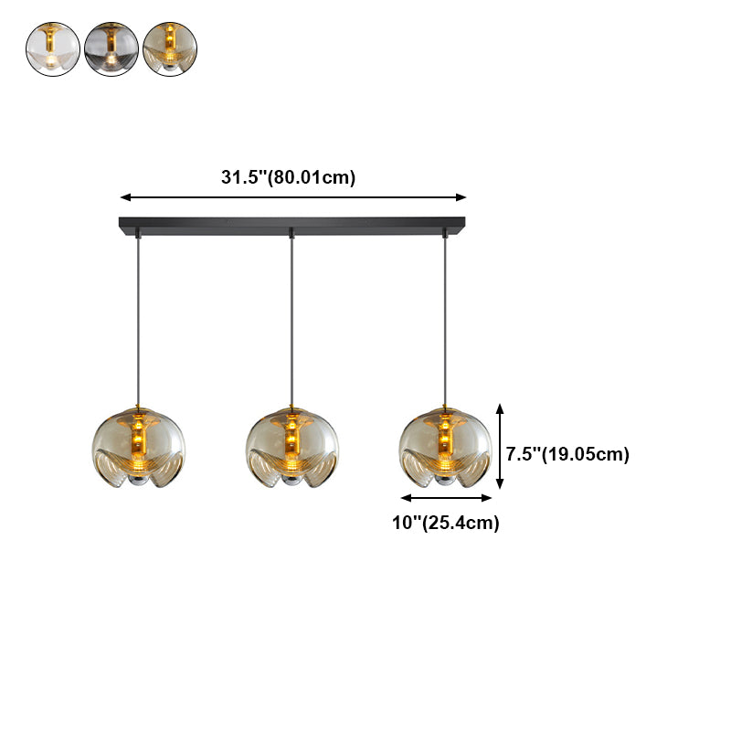 Spherical Shape Hanging Light Modern Style Glass Multi Light Hanging Lamp for Living Room