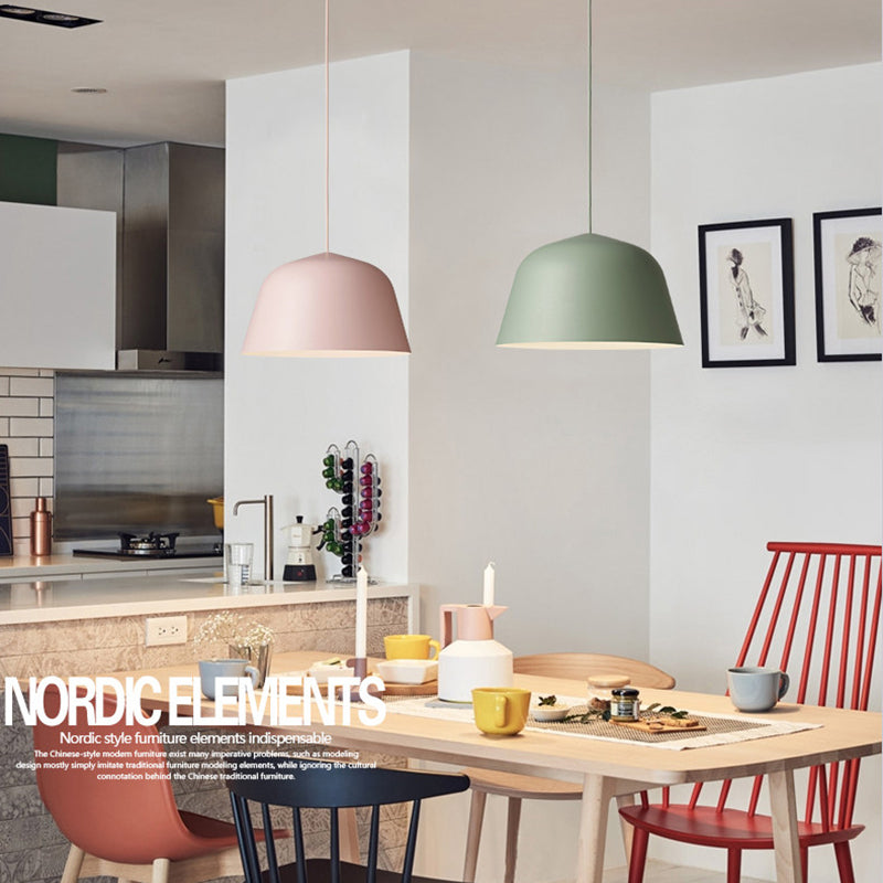 Metal Bowl Shape Hanging Pendant Light Nordic Suspension Pendant Light