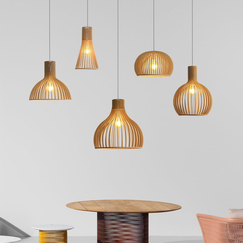 Geometric Shape Wood Hanging Light Modern Style 1 Light Hanging Light Fixtures in Brown