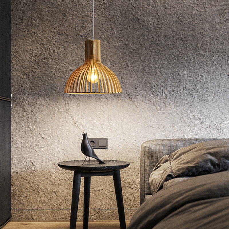 Geometric Shape Wood Hanging Light Modern Style 1 Light Hanging Light Fixtures in Brown