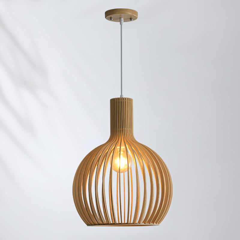 Geometric Shape Wood Hanging Light Modern Style 1 Light Hanging Light Fixtures in Brown