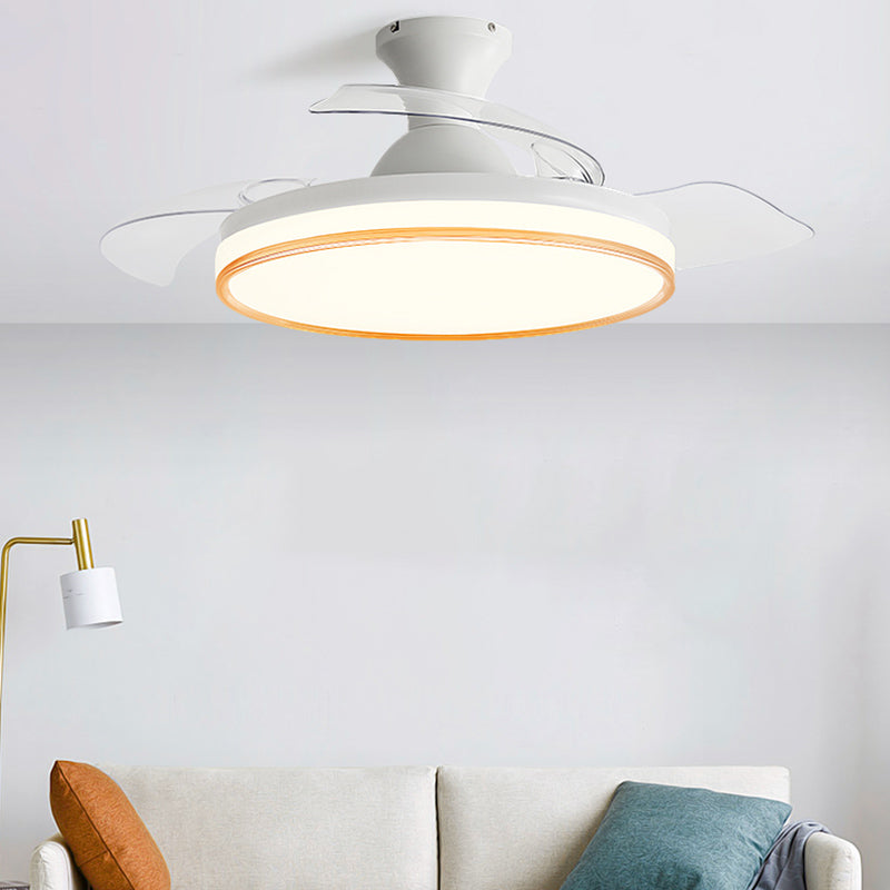LAME MODERNE INVISIBLE FAN lampe à manger Circulaire LED Semi Flush Plafond Light