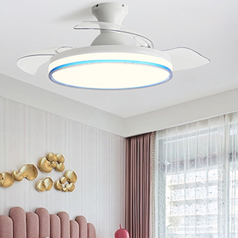 LAME MODERNE INVISIBLE FAN lampe à manger Circulaire LED Semi Flush Plafond Light