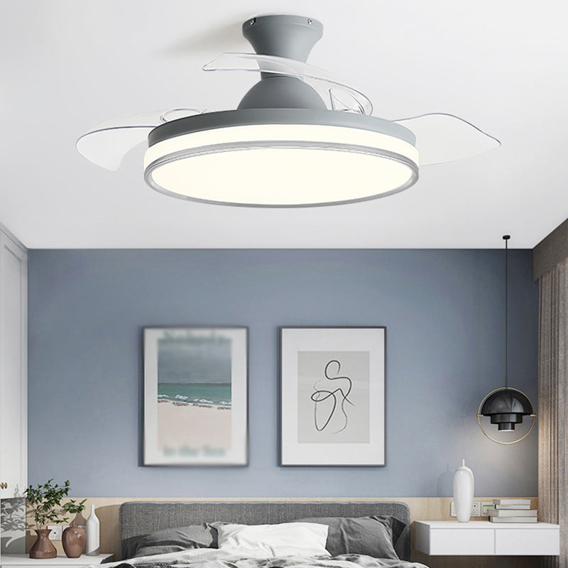 LAME MODERNE INVISIBLE FAN lampe à manger Circulaire LED Semi Flush Plafond Light