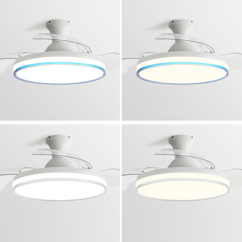LAME MODERNE INVISIBLE FAN lampe à manger Circulaire LED Semi Flush Plafond Light