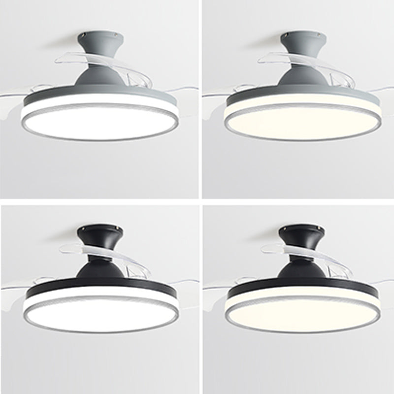 LAME MODERNE INVISIBLE FAN lampe à manger Circulaire LED Semi Flush Plafond Light