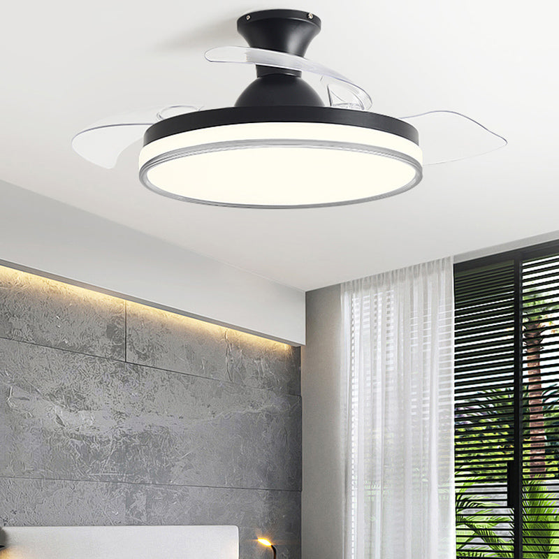 LAME MODERNE INVISIBLE FAN lampe à manger Circulaire LED Semi Flush Plafond Light