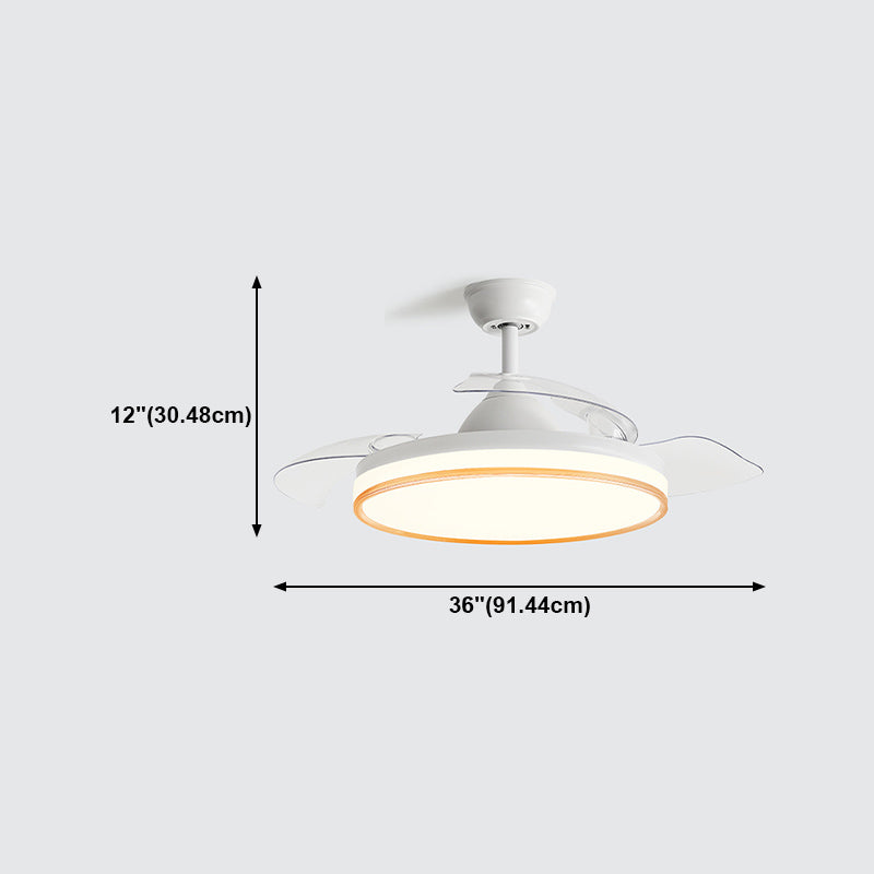 LAME MODERNE INVISIBLE FAN lampe à manger Circulaire LED Semi Flush Plafond Light