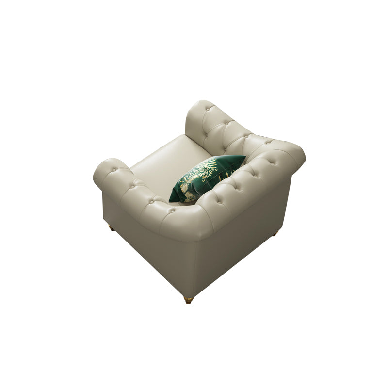 Beige 34.65" H Rolled Arm Glam Sofa with  Nailhead Trim for Living Room