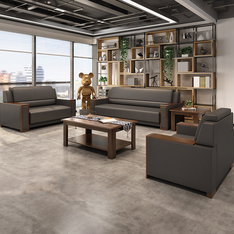 Contemporary Tight Back Single Cushion Seat Sofa 35.43"High Square Arm Sofa, Gray