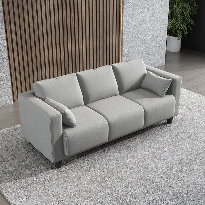 Loose Back Linen Square Arm Modern Sofa with Slipcover for Living Room