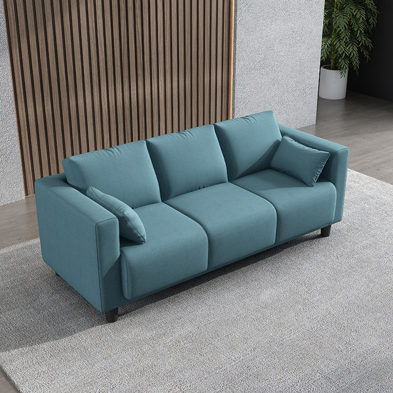 Loose Back Linen Square Arm Modern Sofa with Slipcover for Living Room