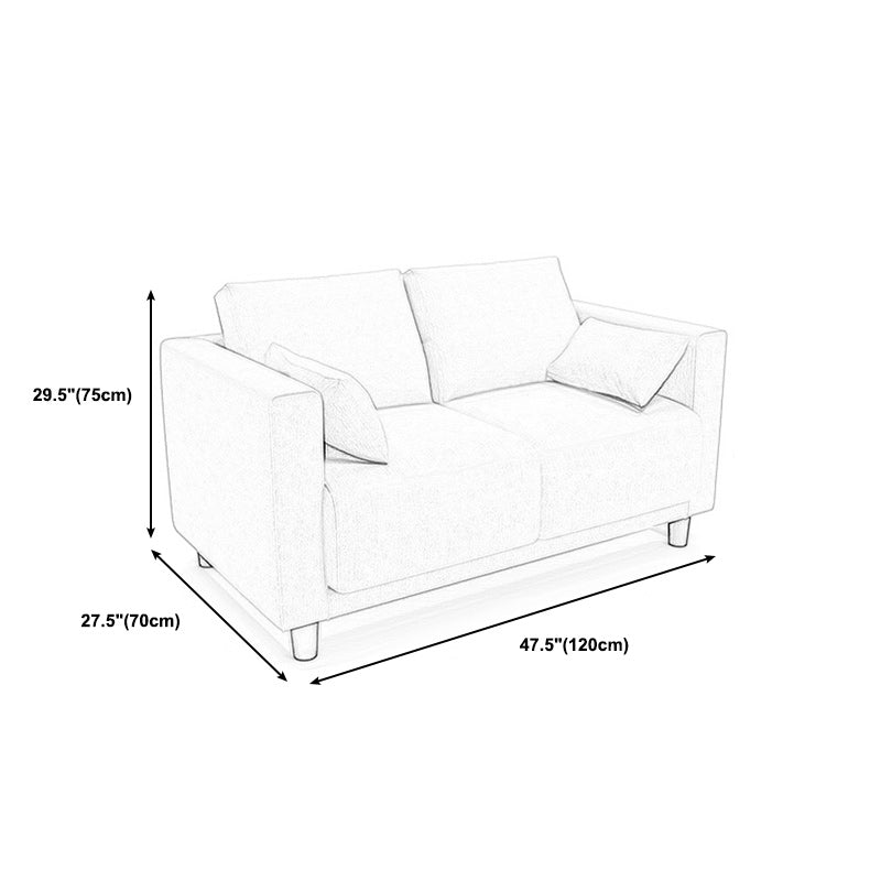 Loose Back Linen Square Arm Modern Sofa with Slipcover for Living Room
