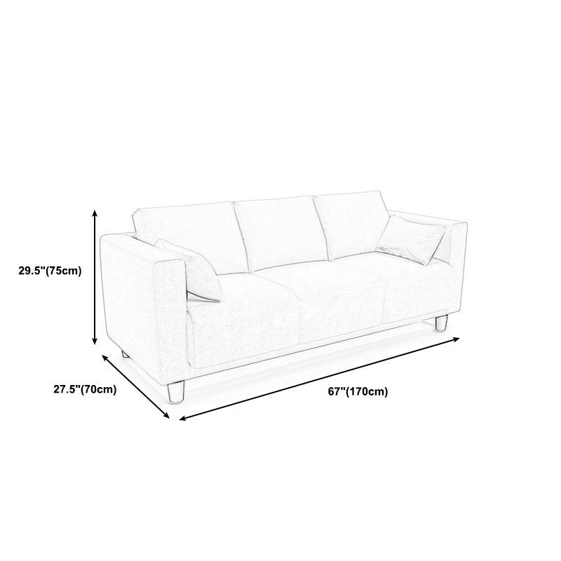 Loose Back Linen Square Arm Modern Sofa with Slipcover for Living Room