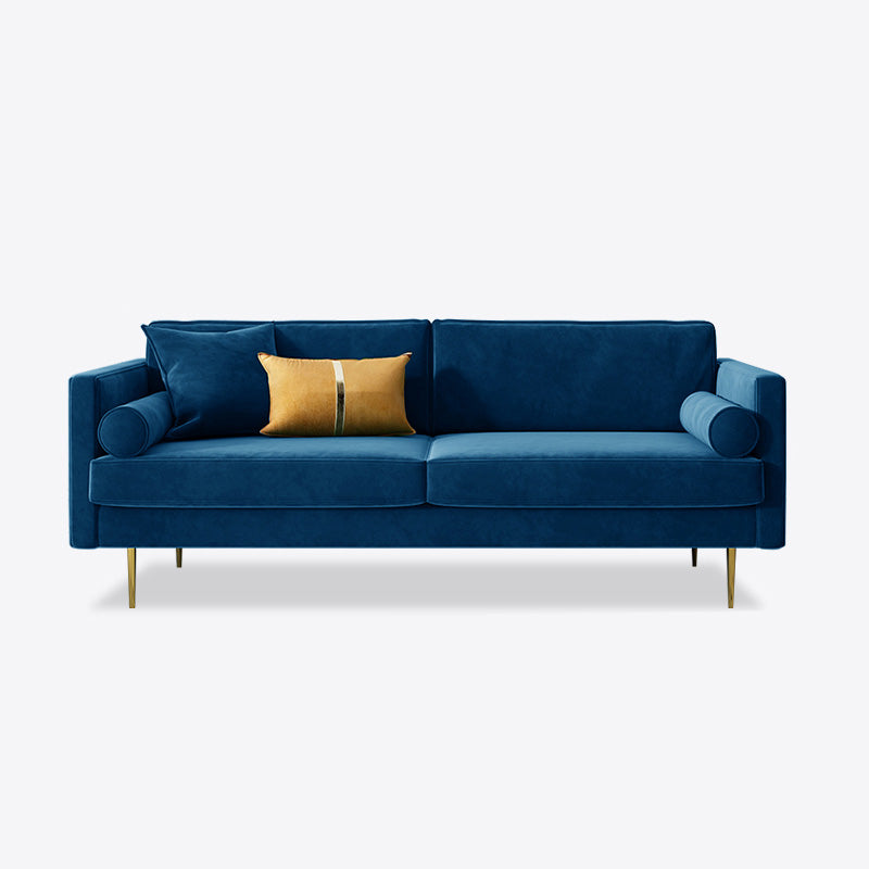Mid-Century Modern Velvet Loose Back Sofa 31.5" H Square Arm Settee