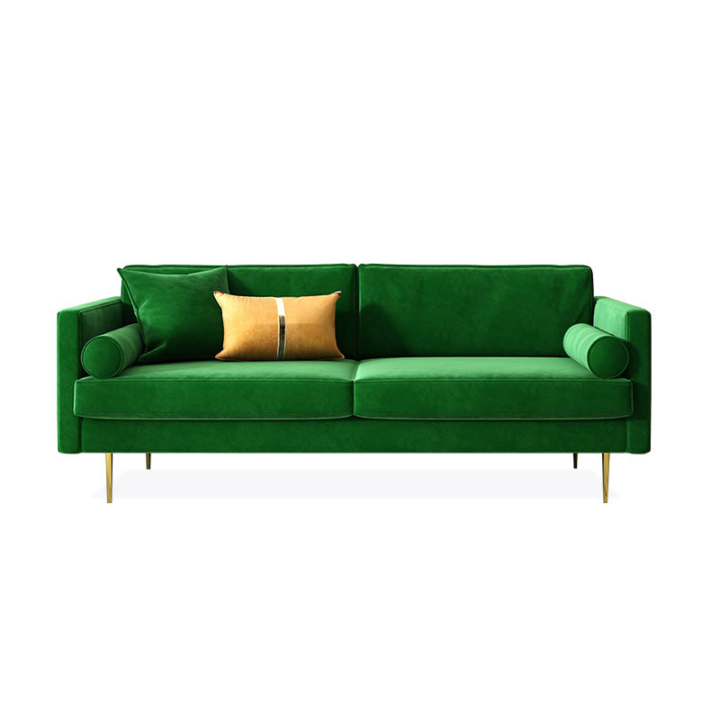 Mid-Century Modern Velvet Loose Back Sofa 31.5" H Square Arm Settee