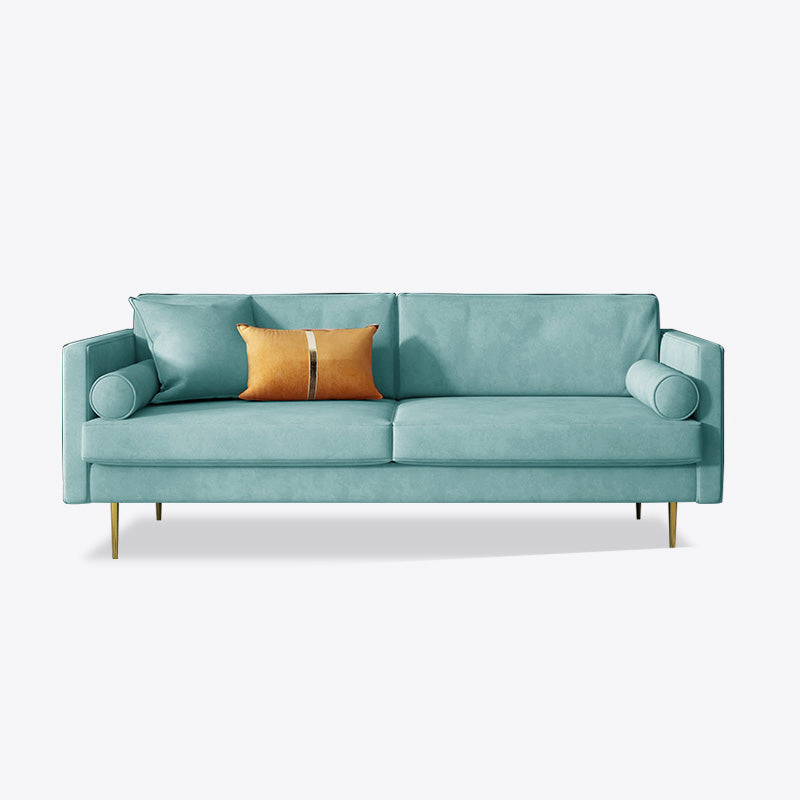 Mid-Century Modern Velvet Loose Back Sofa 31.5" H Square Arm Settee