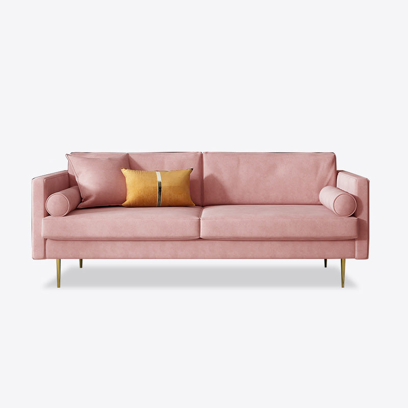 Mid-Century Modern Velvet Loose Back Sofa 31.5" H Square Arm Settee