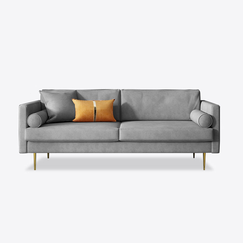 Mid-Century Modern Velvet Loose Back Sofa 31.5" H Square Arm Settee