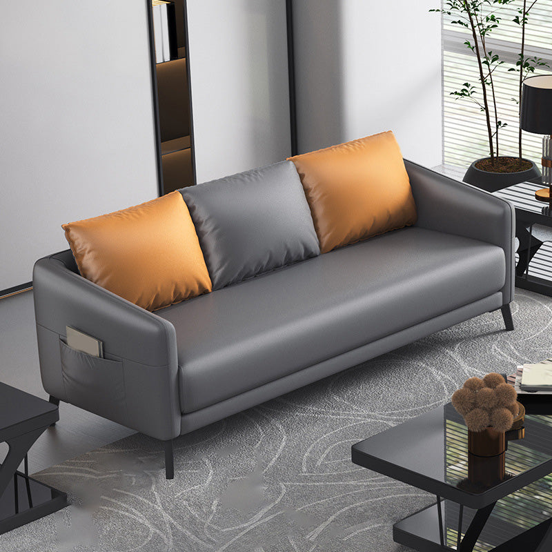 Zeitgenössischer Standardtuxedo Arm Loveat Leder Loveseat mit Kissen