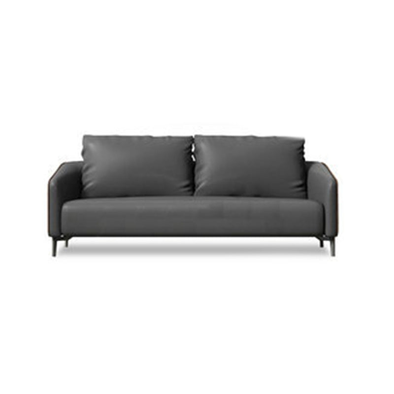 Zeitgenössischer Standardtuxedo Arm Loveat Leder Loveseat mit Kissen