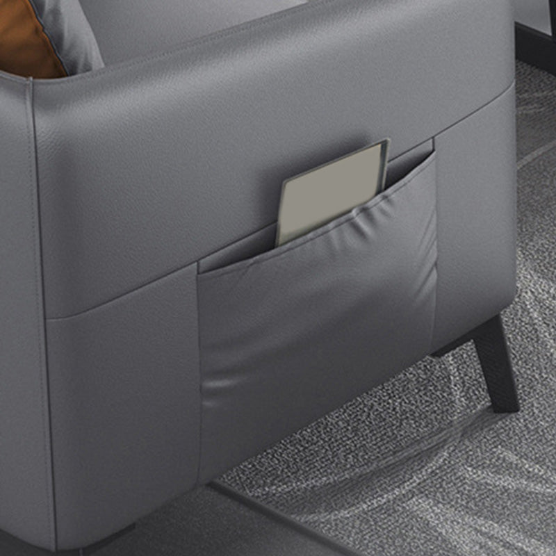 Zeitgenössischer Standardtuxedo Arm Loveat Leder Loveseat mit Kissen