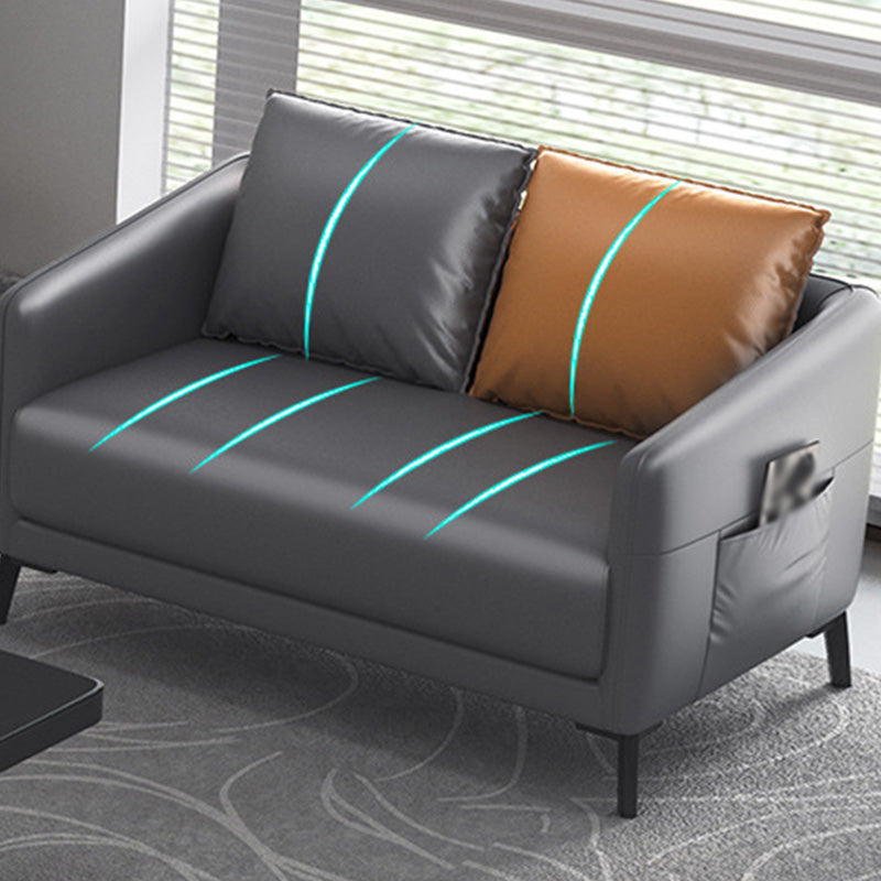 Zeitgenössischer Standardtuxedo Arm Loveat Leder Loveseat mit Kissen