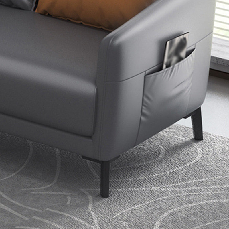 Zeitgenössischer Standardtuxedo Arm Loveat Leder Loveseat mit Kissen