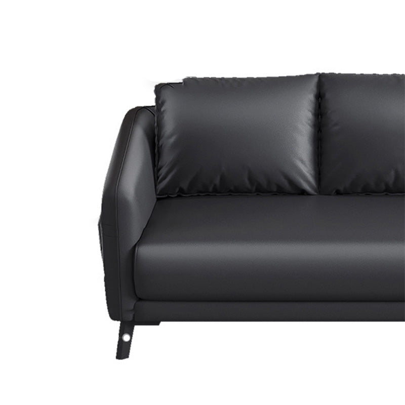 Zeitgenössischer Standardtuxedo Arm Loveat Leder Loveseat mit Kissen